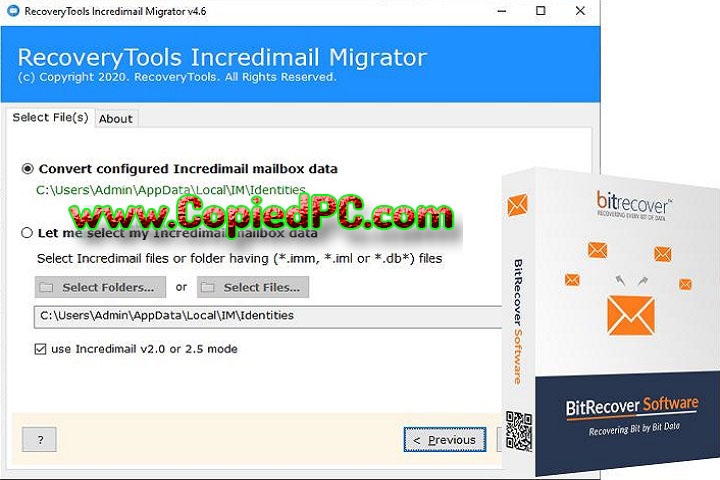 RecoveryTools Incredimail Migrator : Version 4.8 (Software)