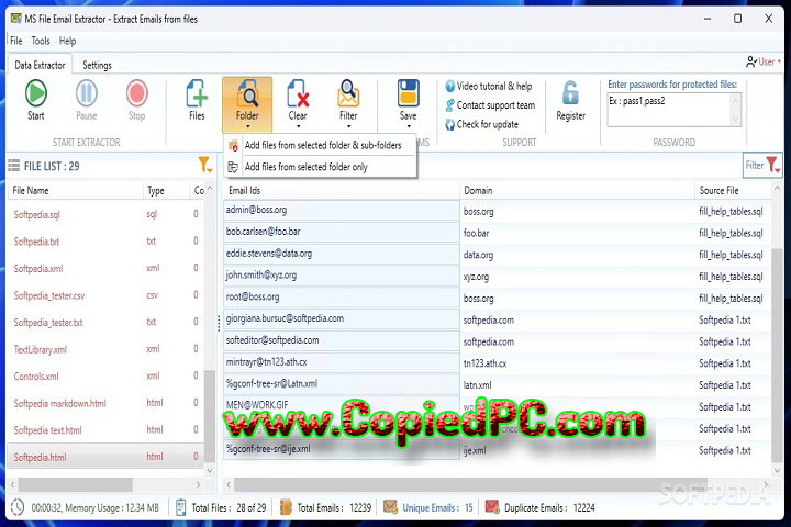  MS File Email Extractor : Version 14.3.53 (Software)