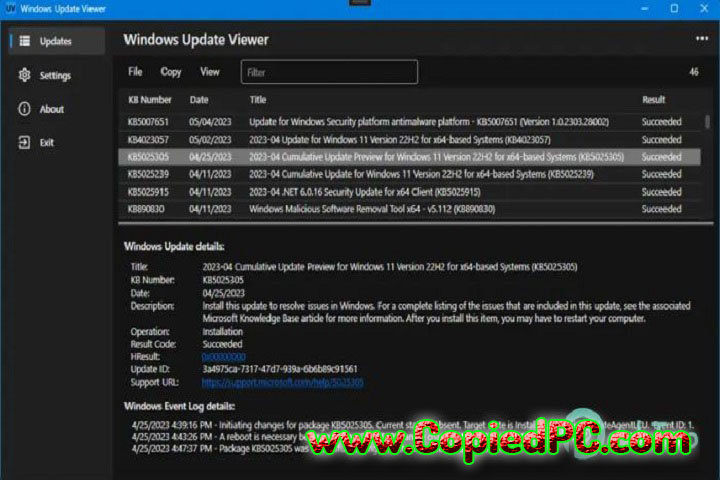 Windows Update Viewer : Version 0.6.2.0 (Software)