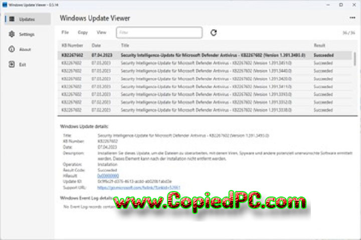 Windows Update Viewer : Version 0.6.2.0 (Software)