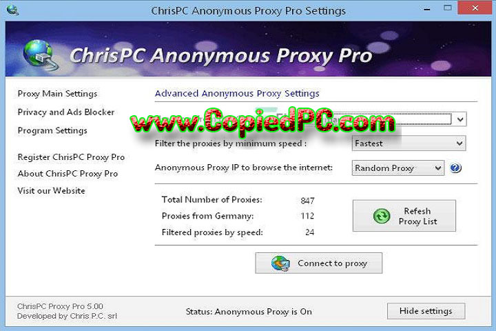 ChrisPC Anonymous Proxy Pro : Version 9.24.0308 (Software)