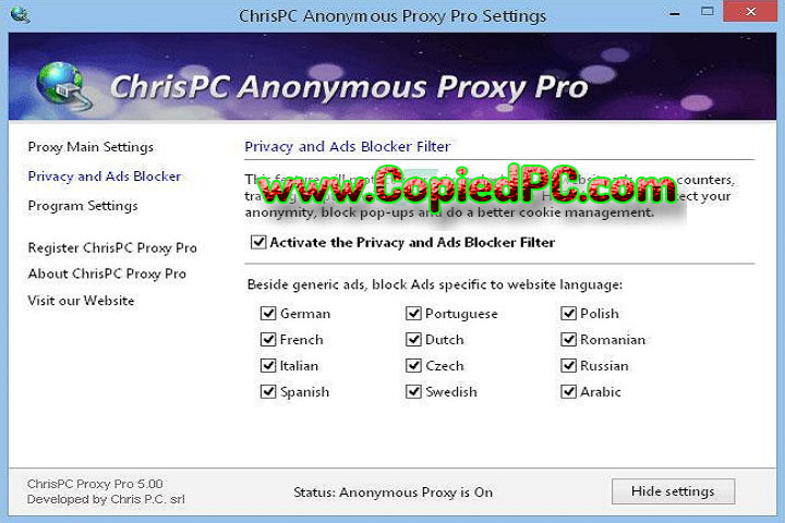 ChrisPC Anonymous Proxy Pro : Version 9.24.0308 (Software)