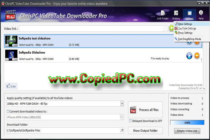 ChrisPC VideoTube Downloader Pro : Version 14.24.1028 (Software)