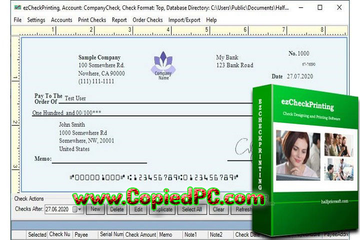 ezCheckPrinting : Version 9.1.8 (Software)